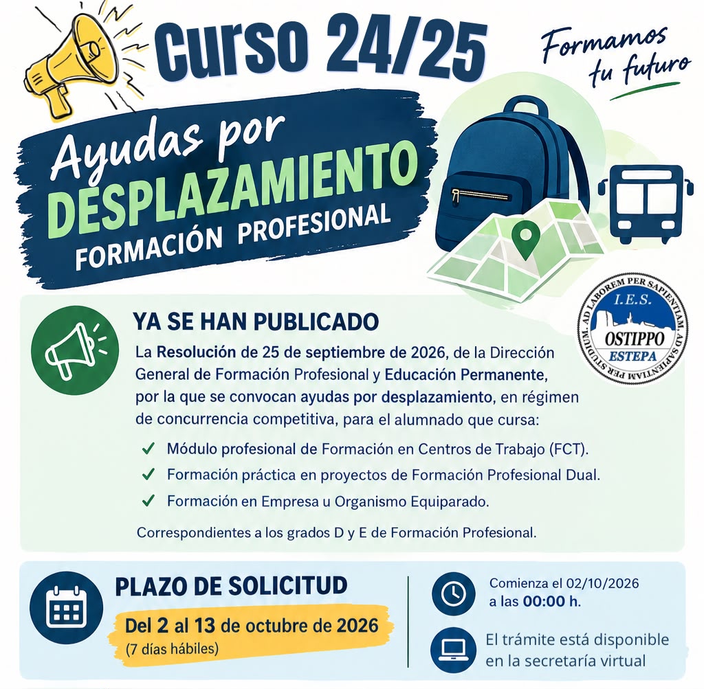 Ayudas de desplazamiento para Formación en Empresa, curso 24-25