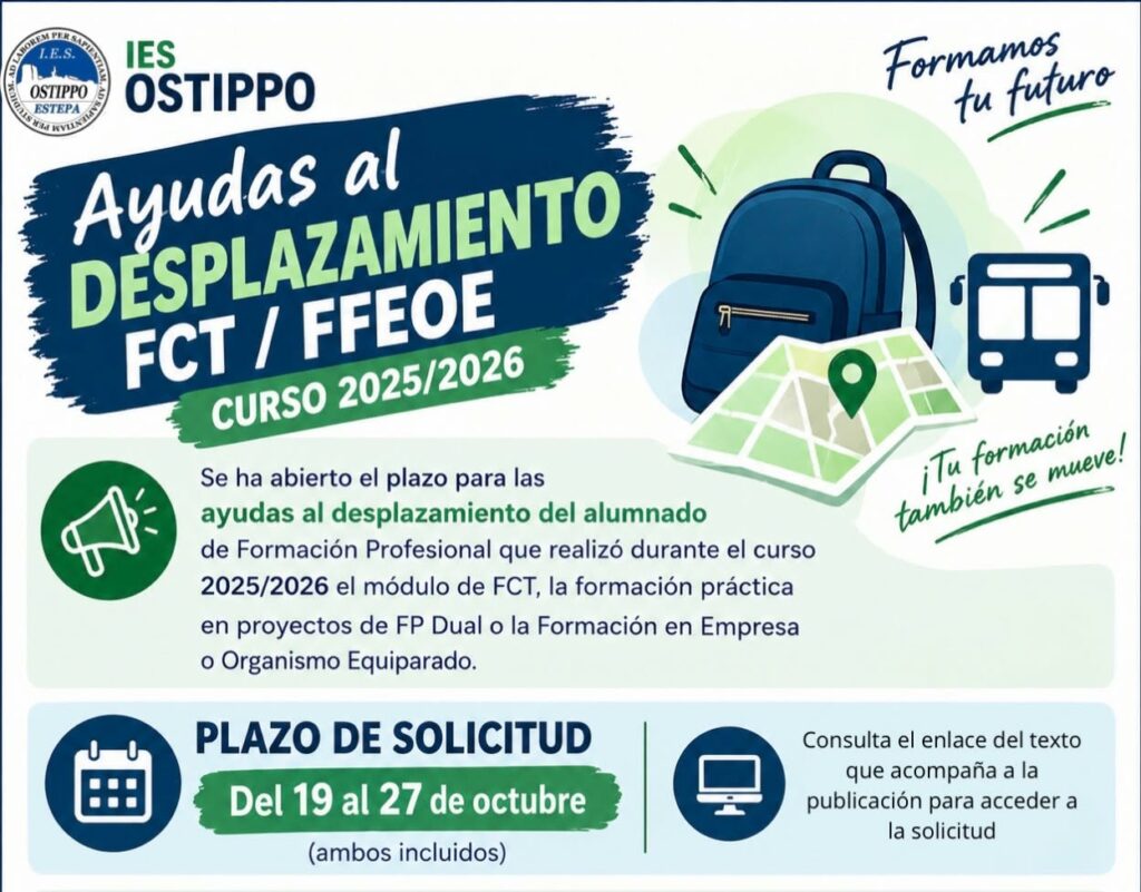 Ayudas de desplazamiento para Formación en Empresa, curso 25-26